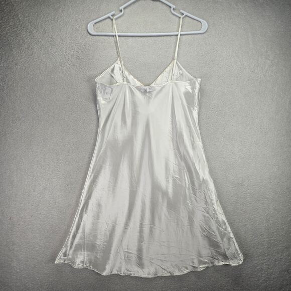 BHS Satin Nightgown Lingerie Chemise S Slip Sheer 80s 90s Vtg Nightie White - Picture 6 of 9